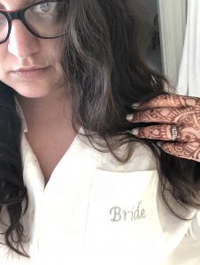 Brunette Woman with a Bride Shirt On